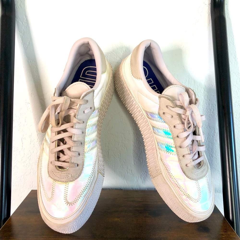 adidas Women’s Iridescent Pink Taupe Platform Sneakers